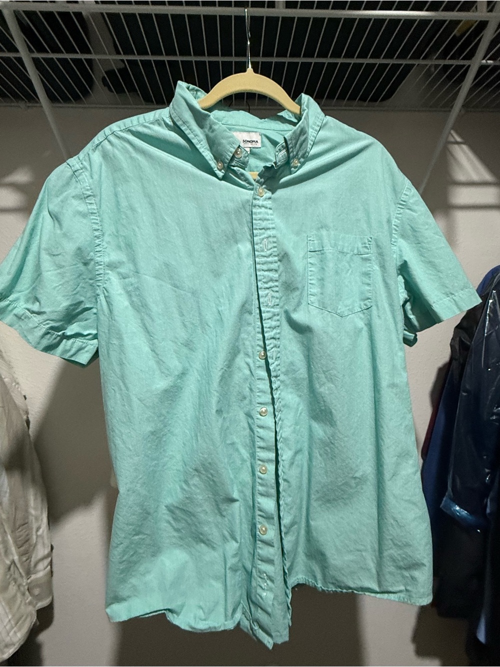 Sonoma Mint Green Short-Sleeve Button-Down Shirt